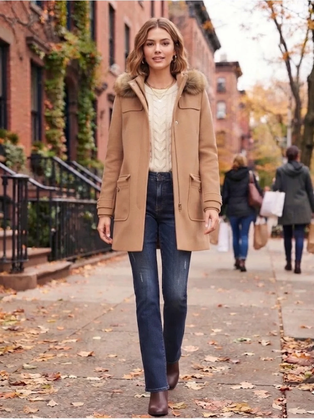 J.Crew Camel Wool Blend Faux Fur Hood Thinsulate Parka Coat | Size 12